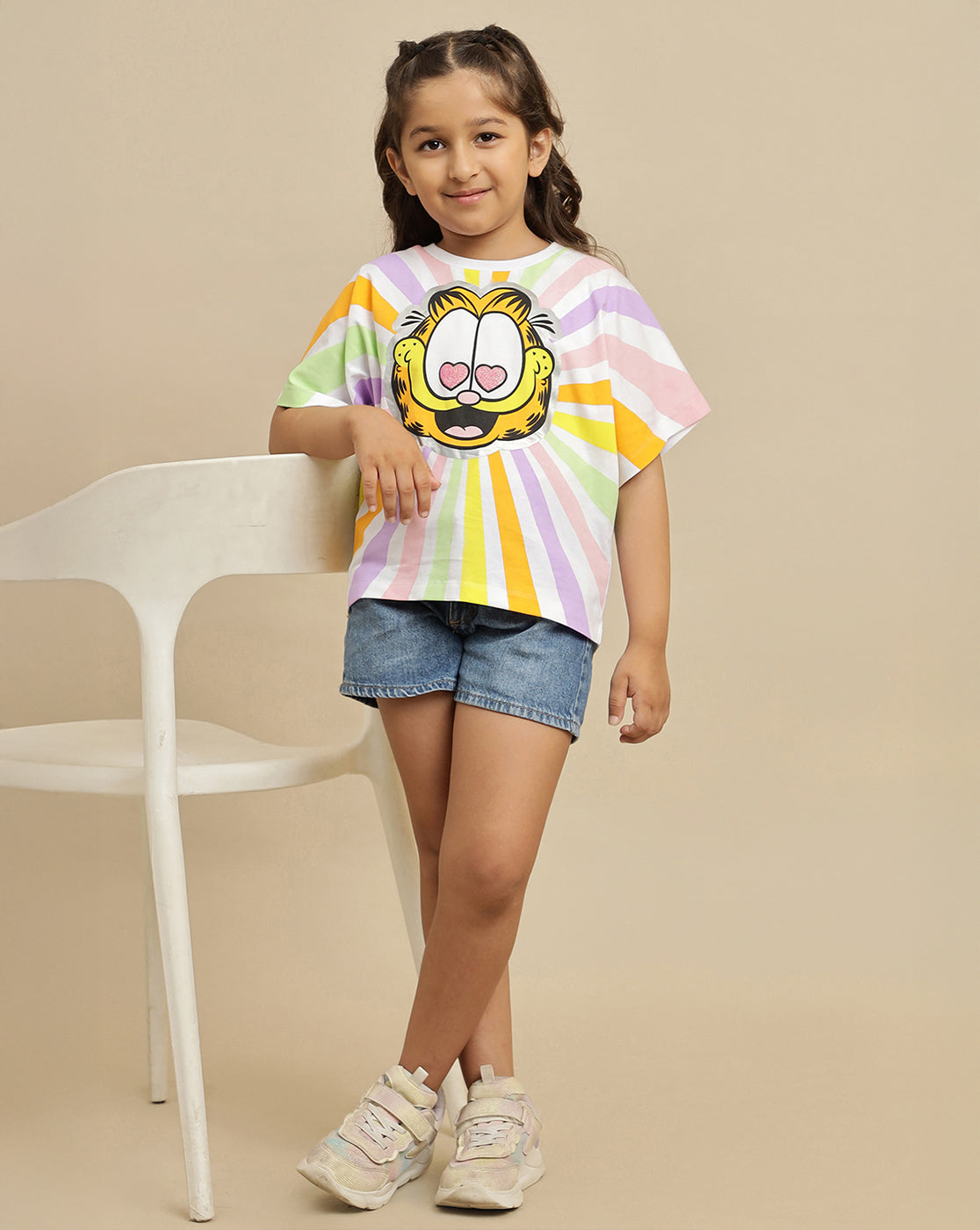 Garfield Printed Oversized Tshirt For Girls