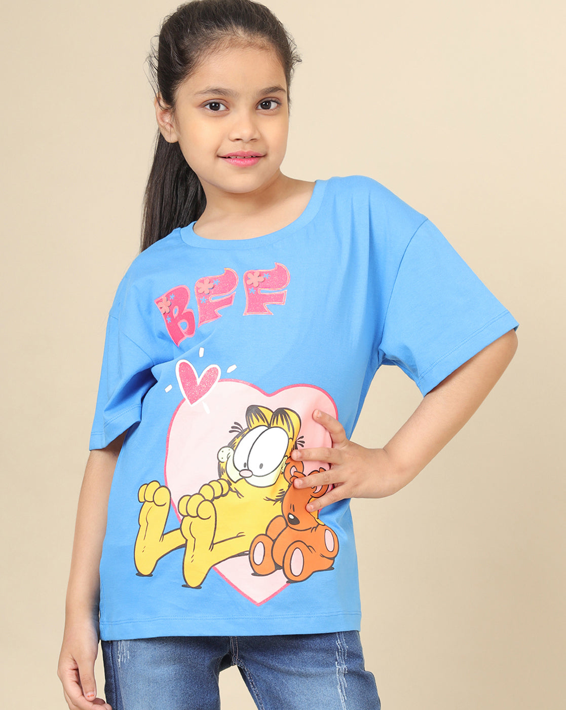 Garfield Printed Oversized Fit Tshirt For Girls