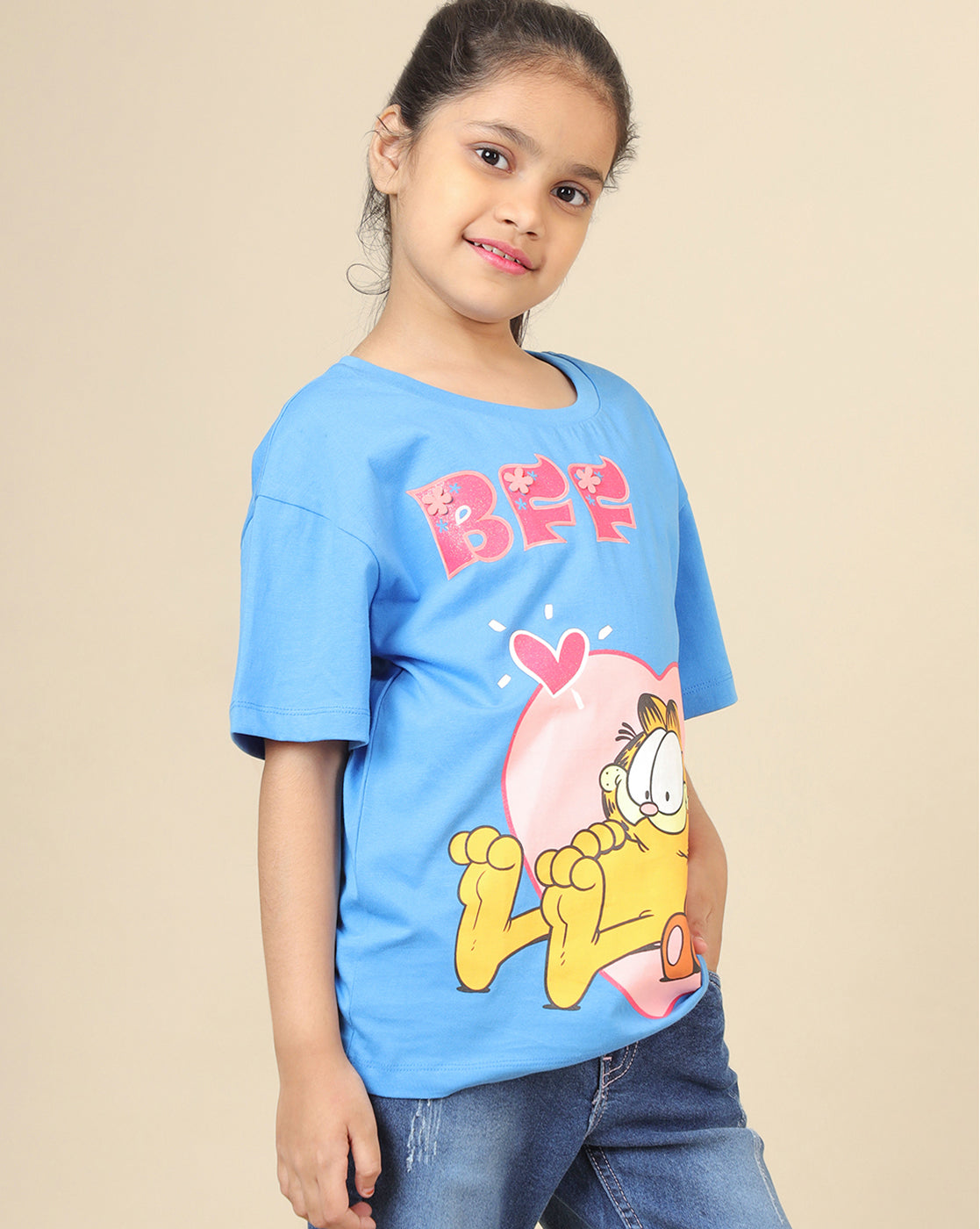 Garfield Printed Oversized Fit Tshirt For Girls
