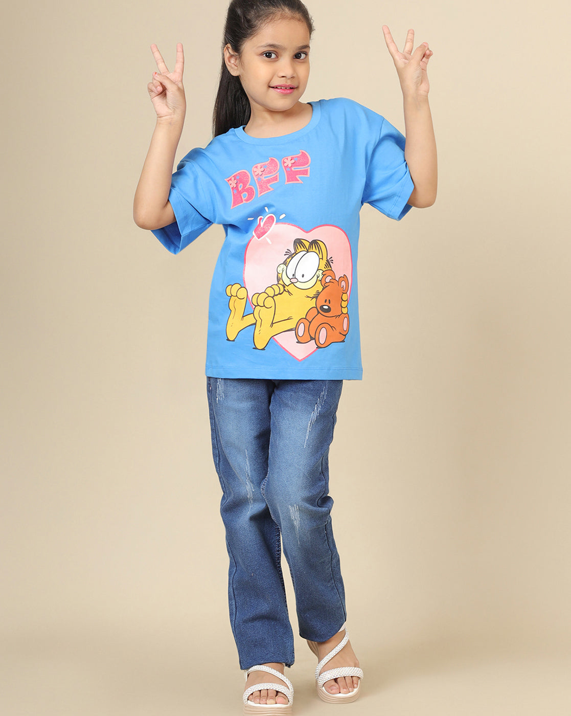 Garfield Printed Oversized Fit Tshirt For Girls