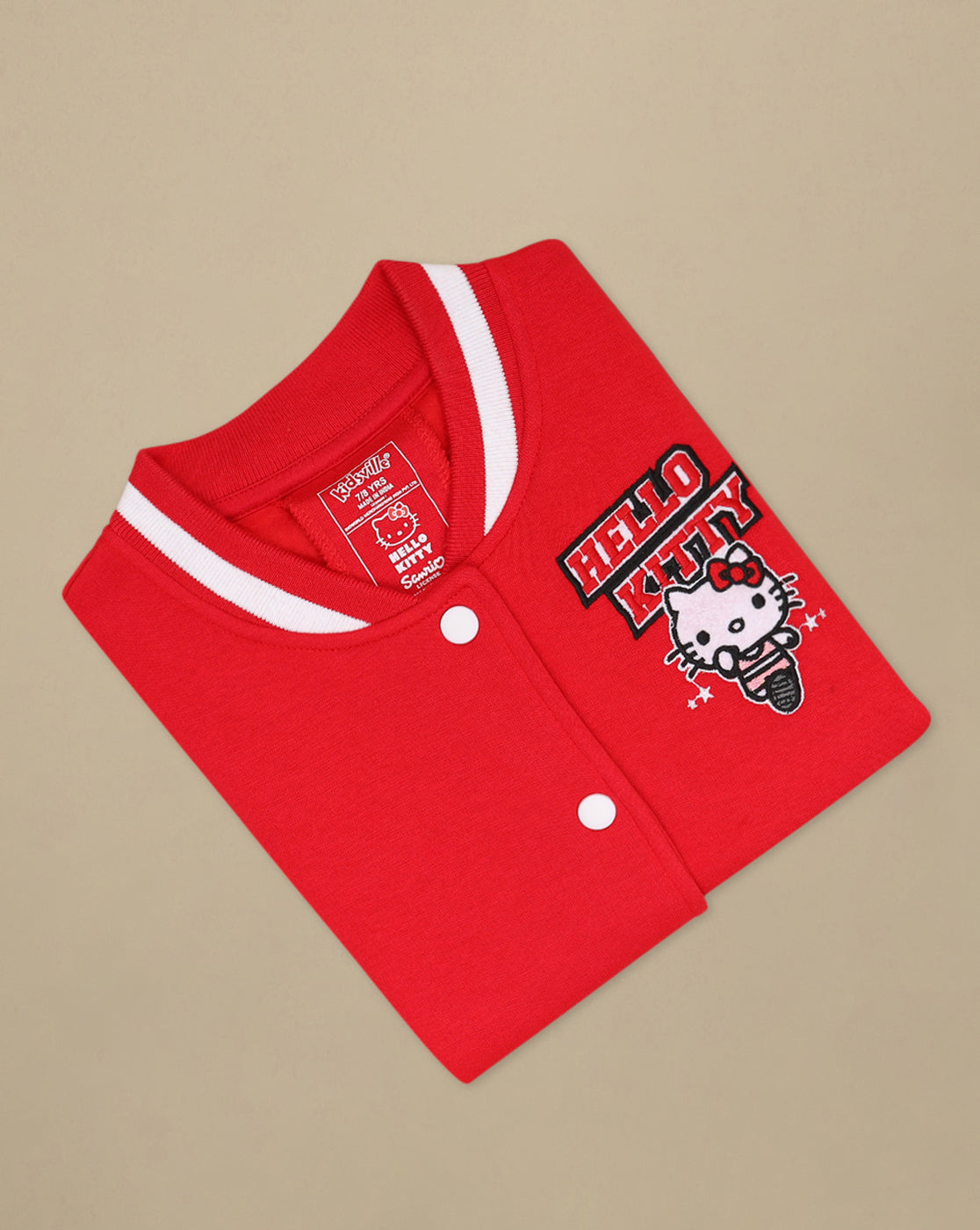 Hello Kitty Printed Regular Fit Varsity Jacket For Girls