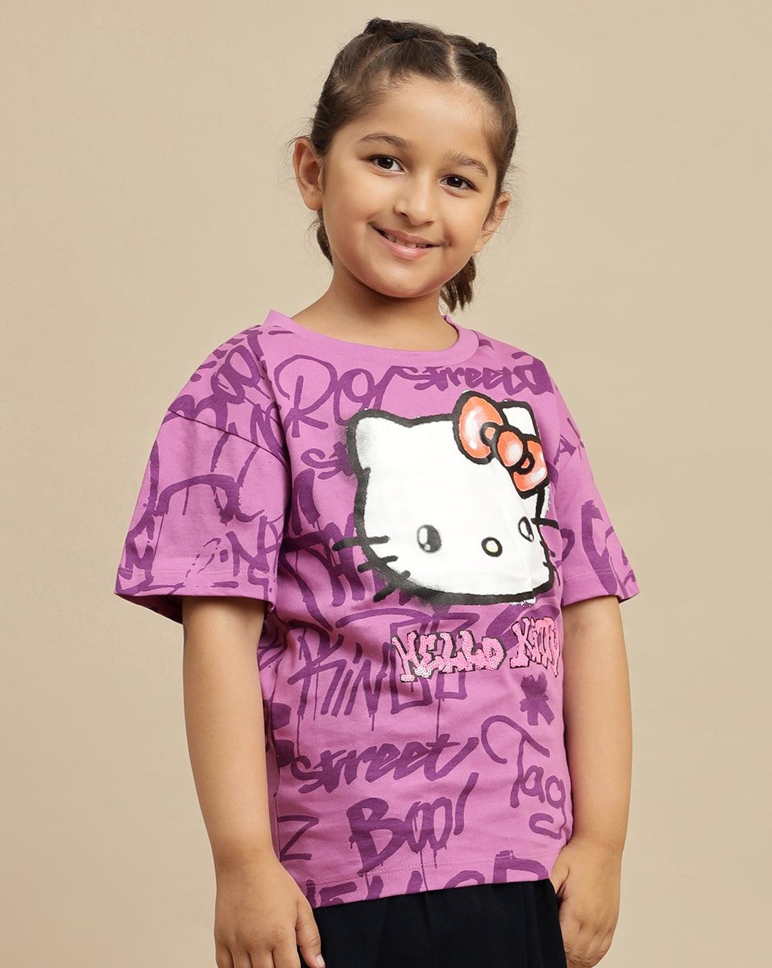 Hello Kitty Printed Oversized Tshirt For Girls