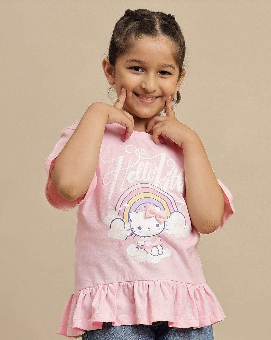 Hello Kitty Printed Regular Fit Tshirt For Girls