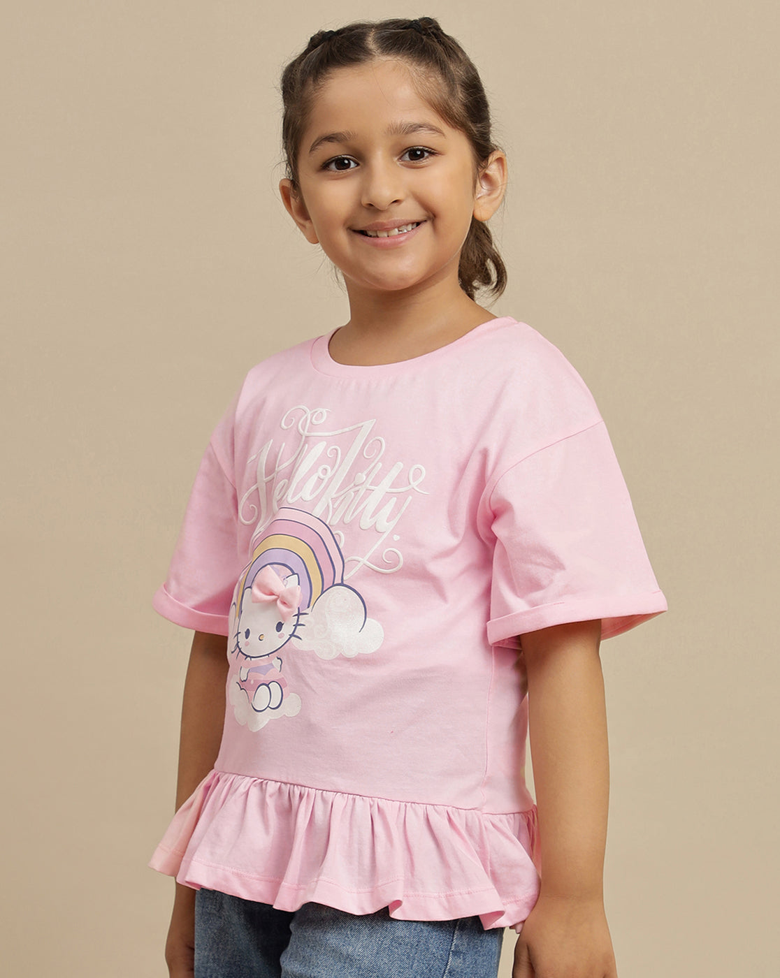 Hello Kitty Printed Regular Fit Tshirt For Girls