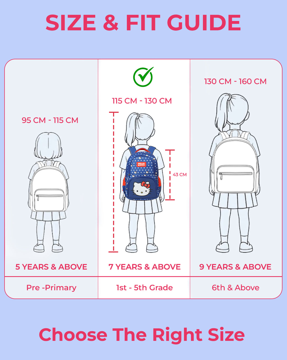 Sanrio Hello Kitty 17L Backpack for Kids Girls