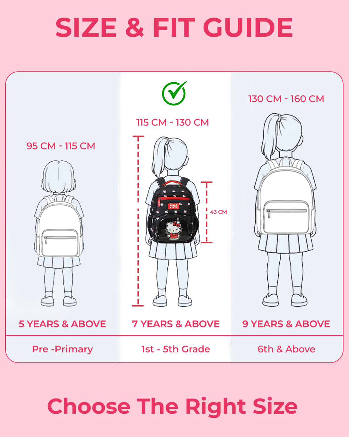 Sanrio Hello Kitty 17L Backpack for Kids Girls