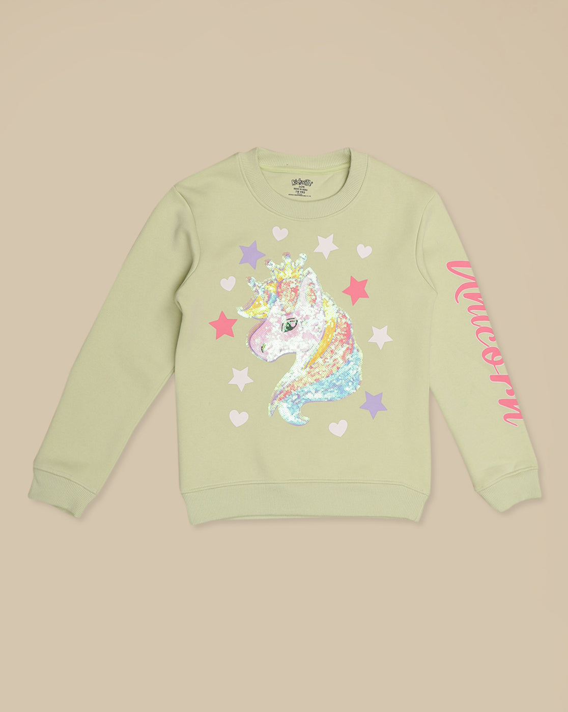 Kidsville Oversized Printed Graphic Cotton Blend Sweatshirt For Girls