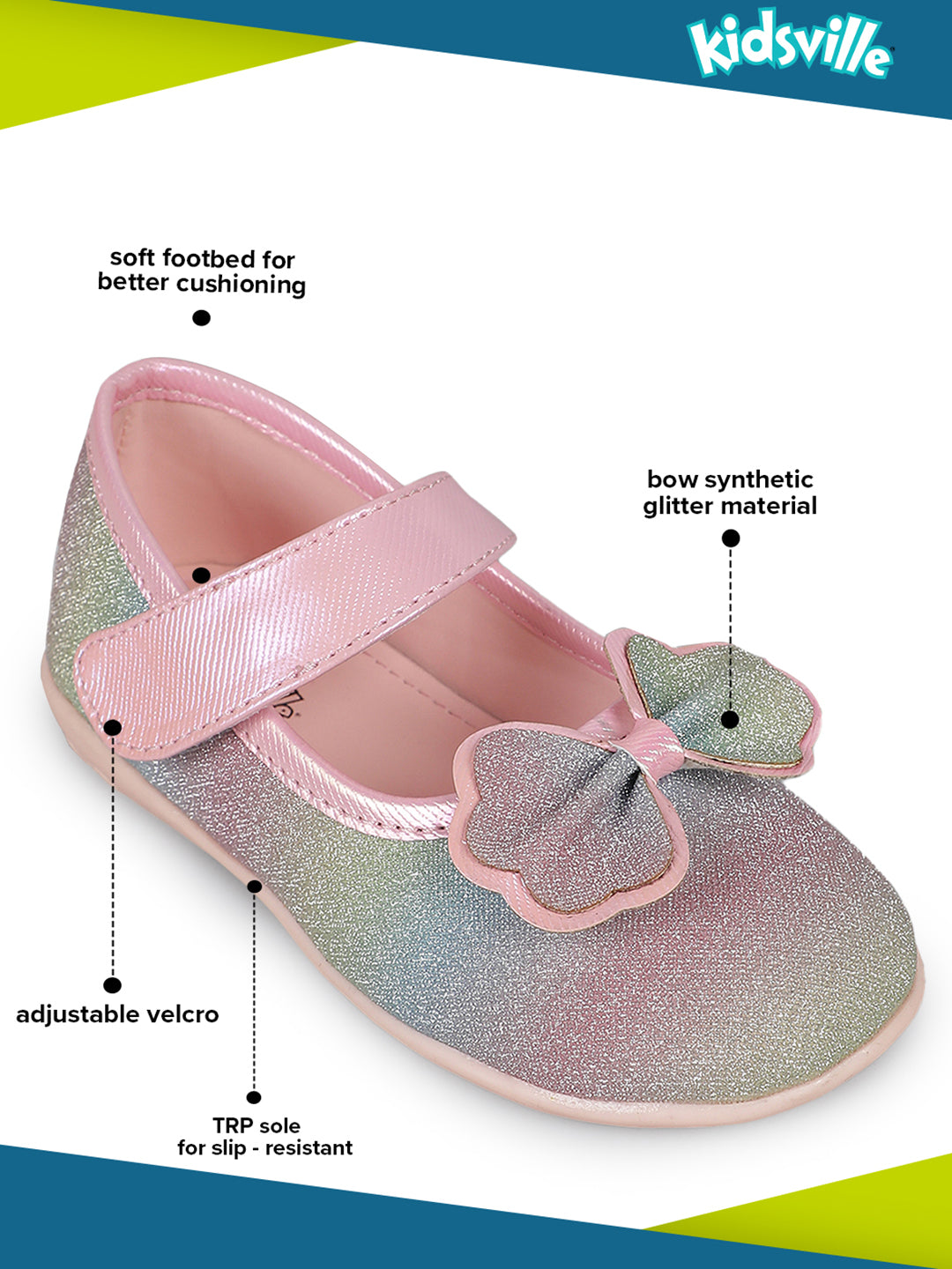 Kids Girls Multi Color Printed Ballerina