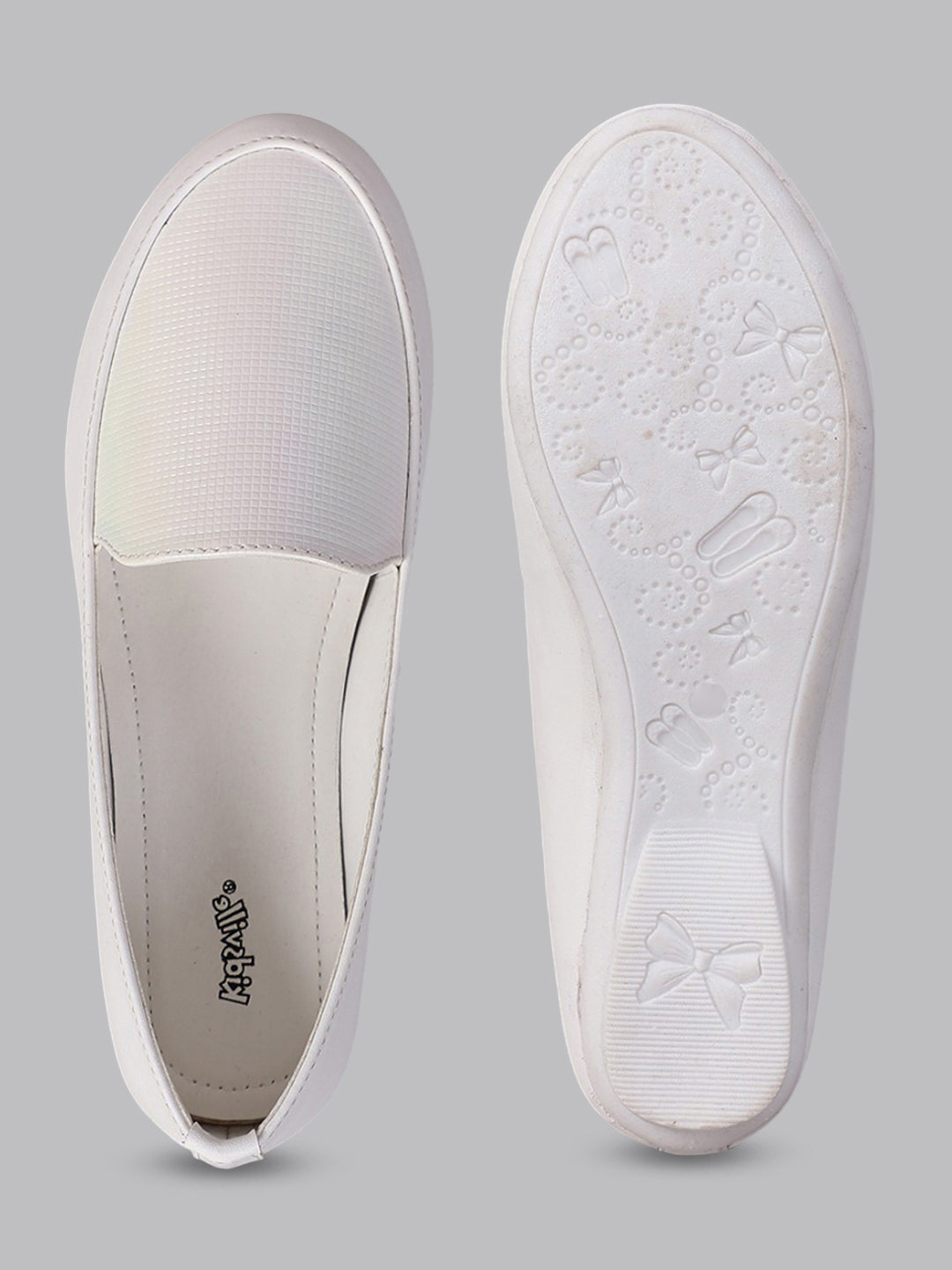 Kids Girls White Color Printed Ballerina