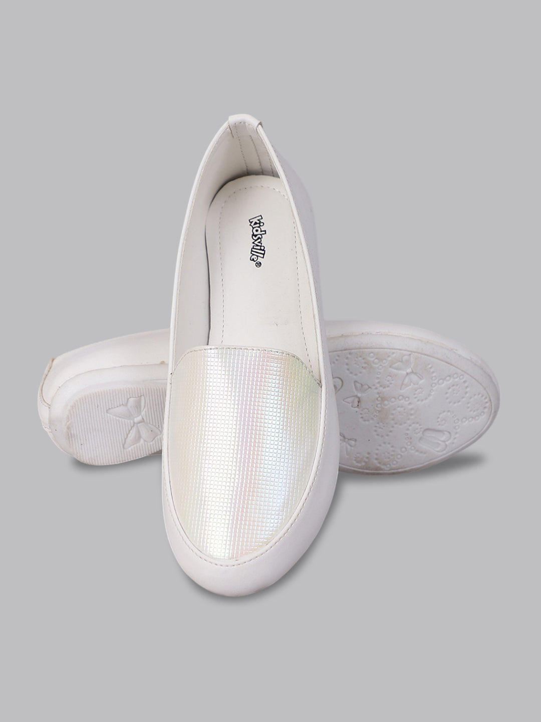Kids Girls White Color Printed Ballerina