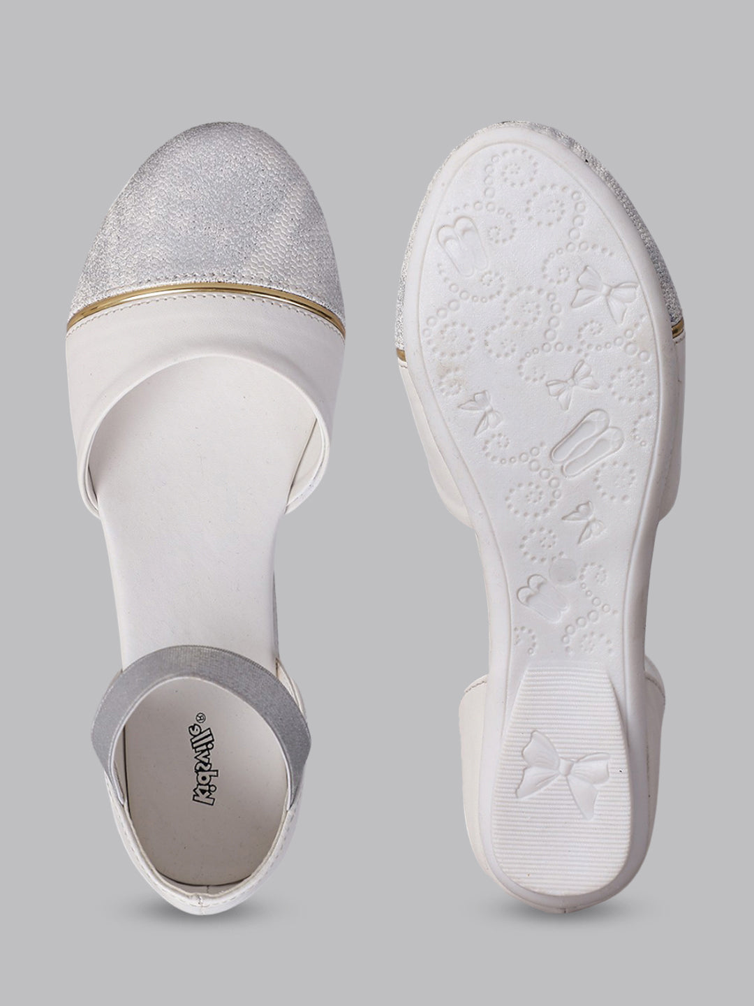 Kids Girls White Color Printed Ballerina