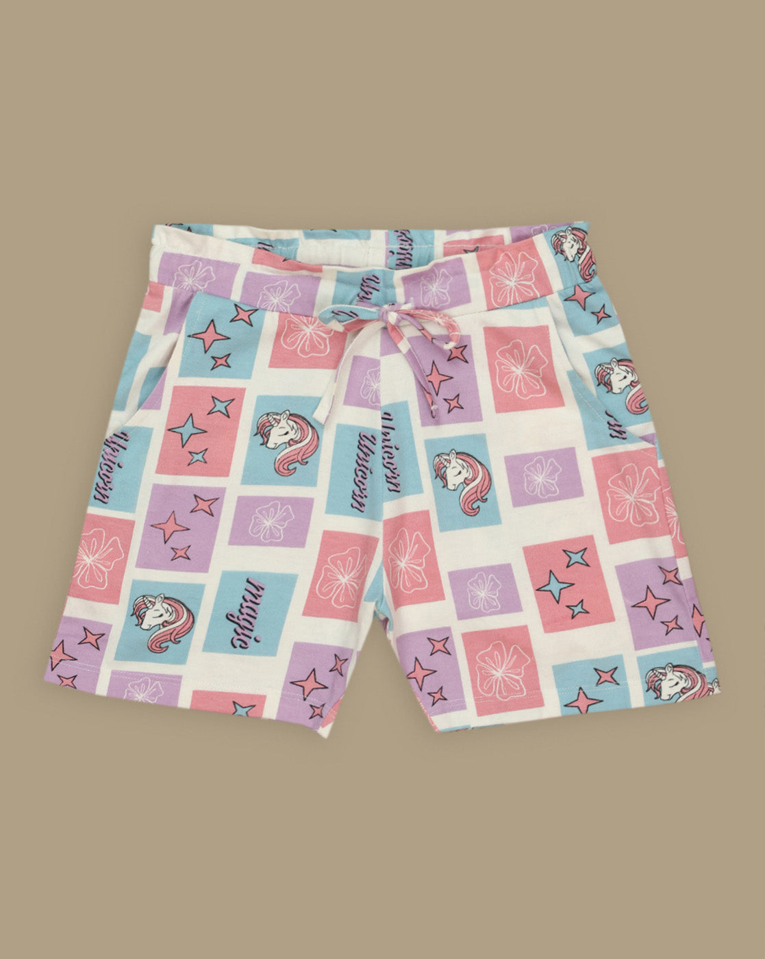 Kidsville Printed Regular Fit Tshirt & Shorts For Girls