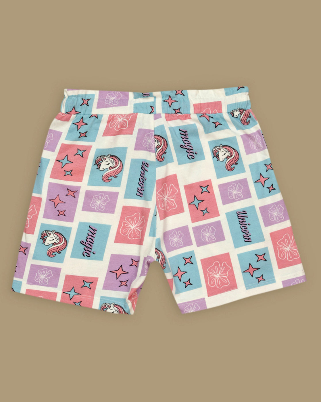 Unicorn Printed Regular Fit Shorts For Girls