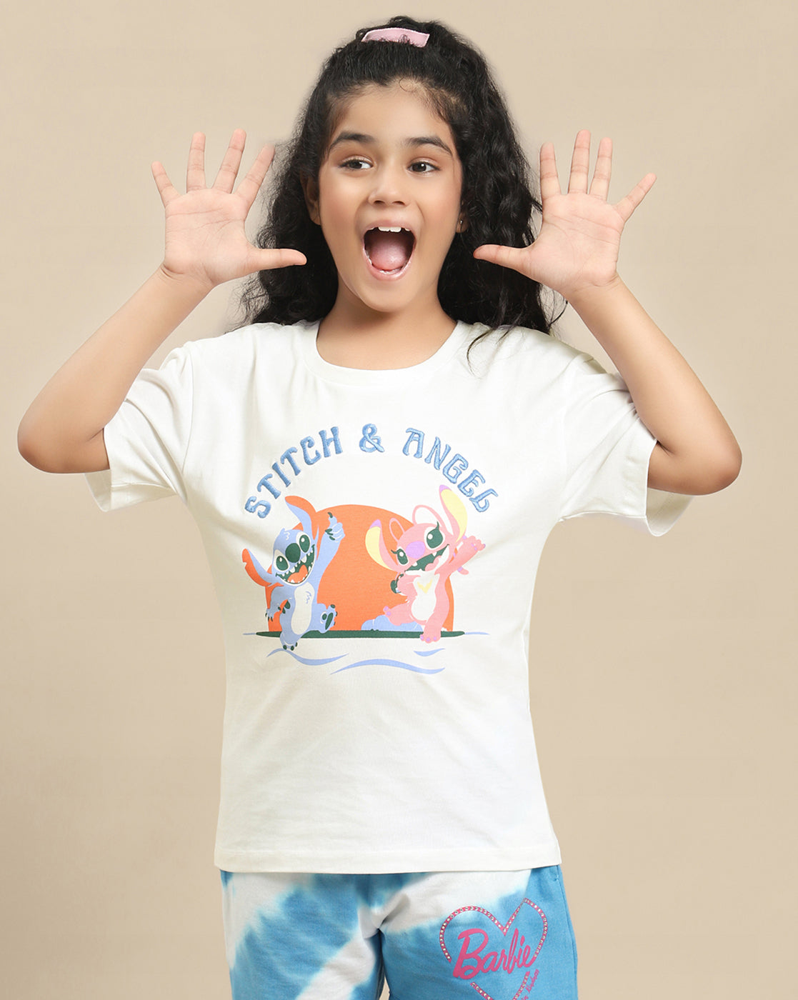 Lilo & Stitch Printed Relaxed Fit Tshirt For Girls