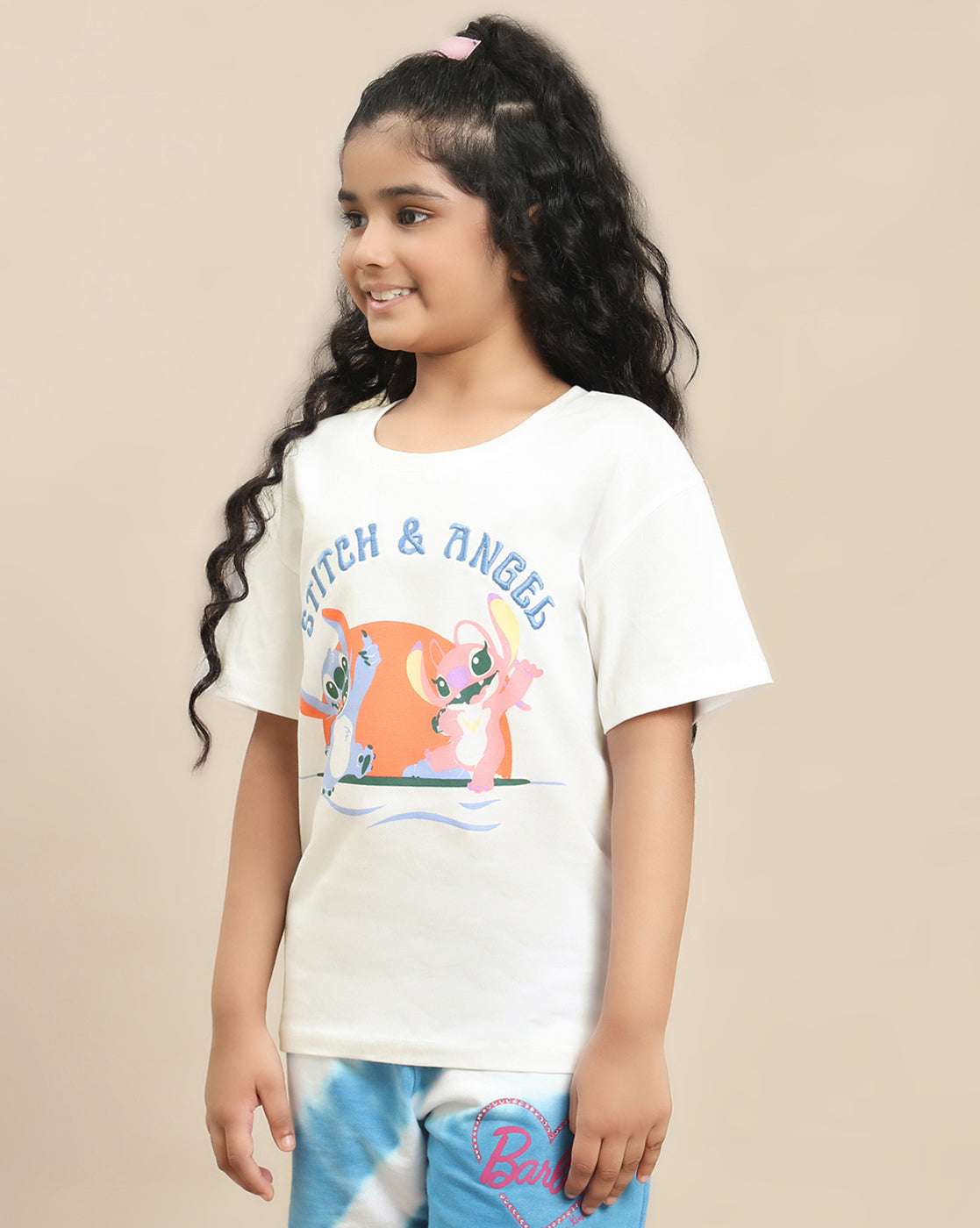 Lilo & Stitch Printed Relaxed Fit Tshirt For Girls