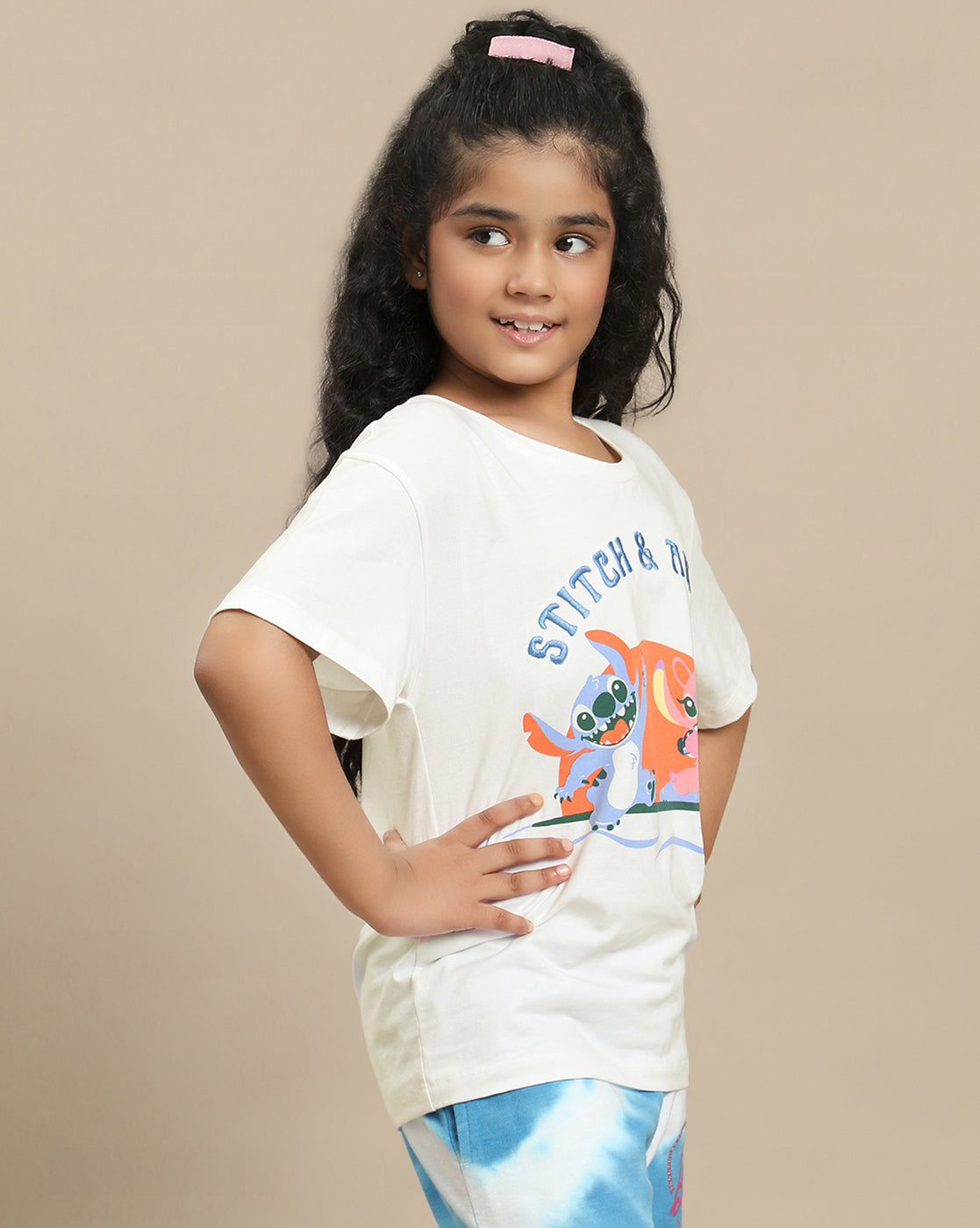 Lilo & Stitch Printed Relaxed Fit Tshirt For Girls