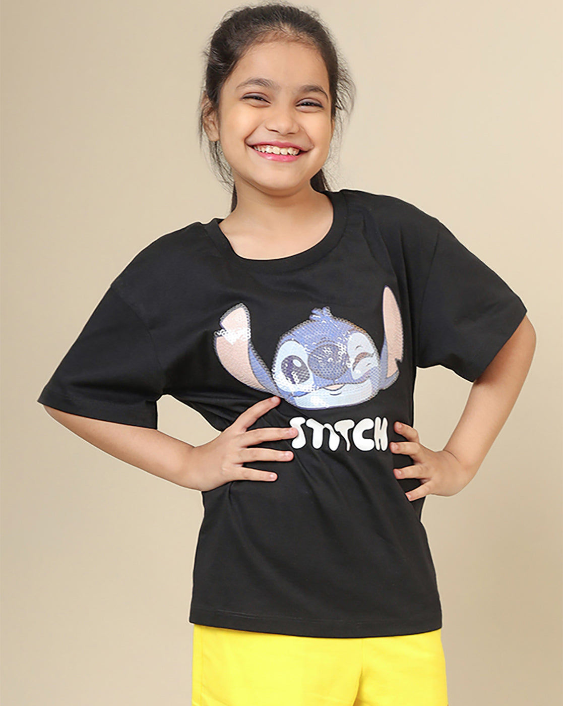 Lilo & Stitch Printed Oversized Tshirt For Girls