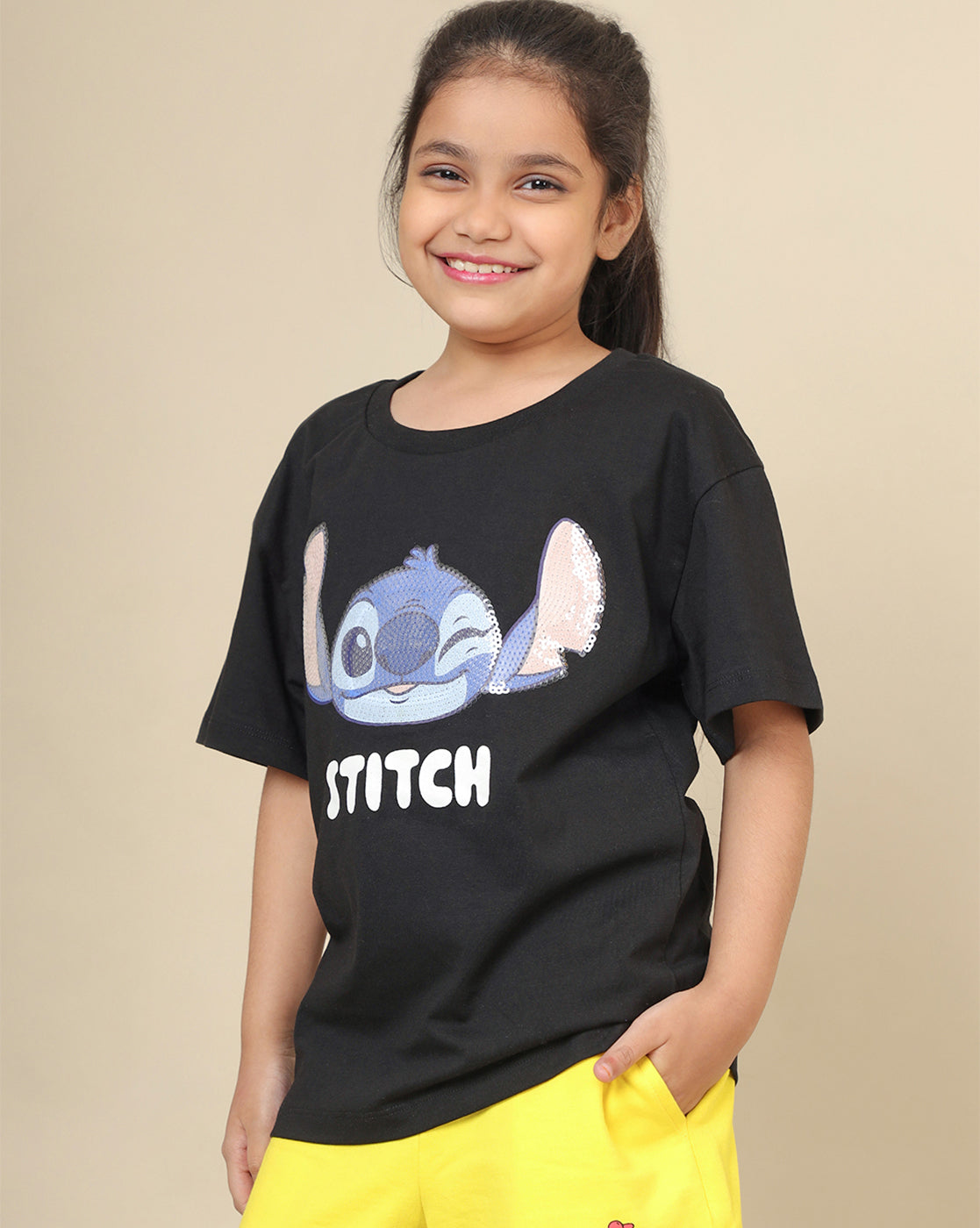 Lilo & Stitch Printed Oversized Tshirt For Girls