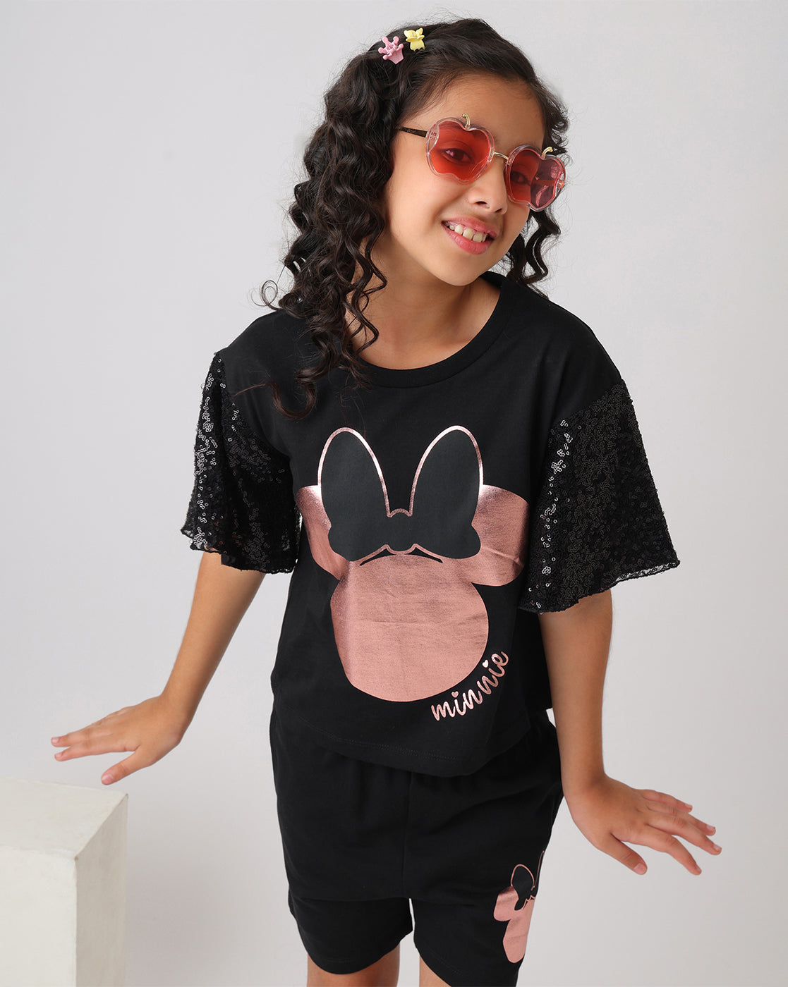 Minnie Mouse Relaxed Fit Tshirt & Shorts Co-Ords Set Girls
