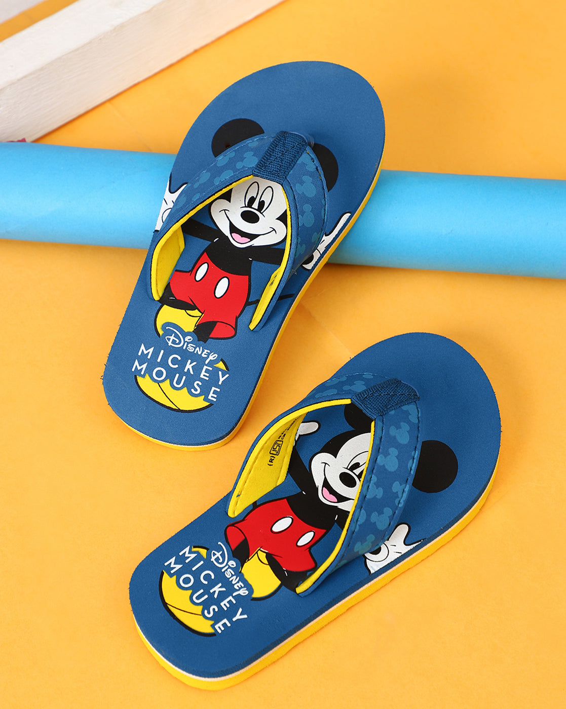 Mickey & Friends Printed Blue Flip-Flops For Kids Boys