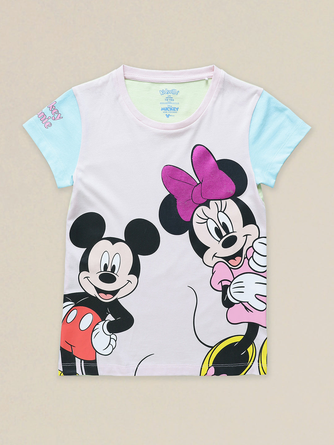 Mickey & Friends Printed T-Shirt & Shorts Co-Ords Set For Girls