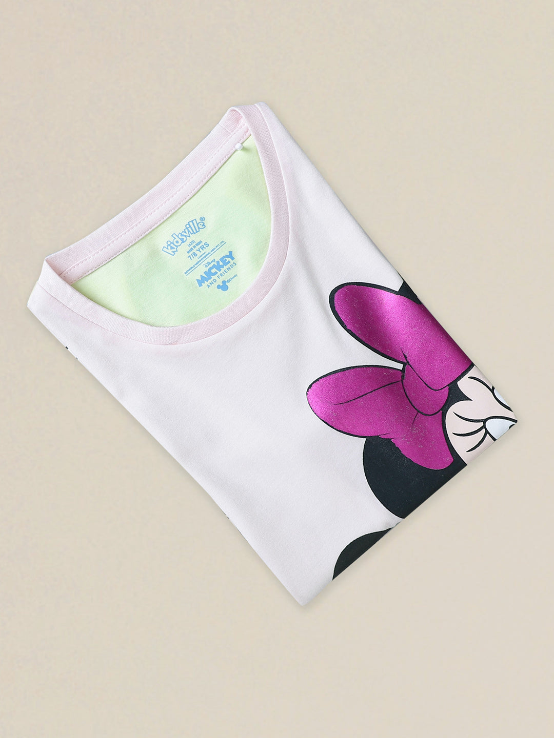 Mickey & Friends Printed T-Shirt & Shorts Co-Ords Set For Girls