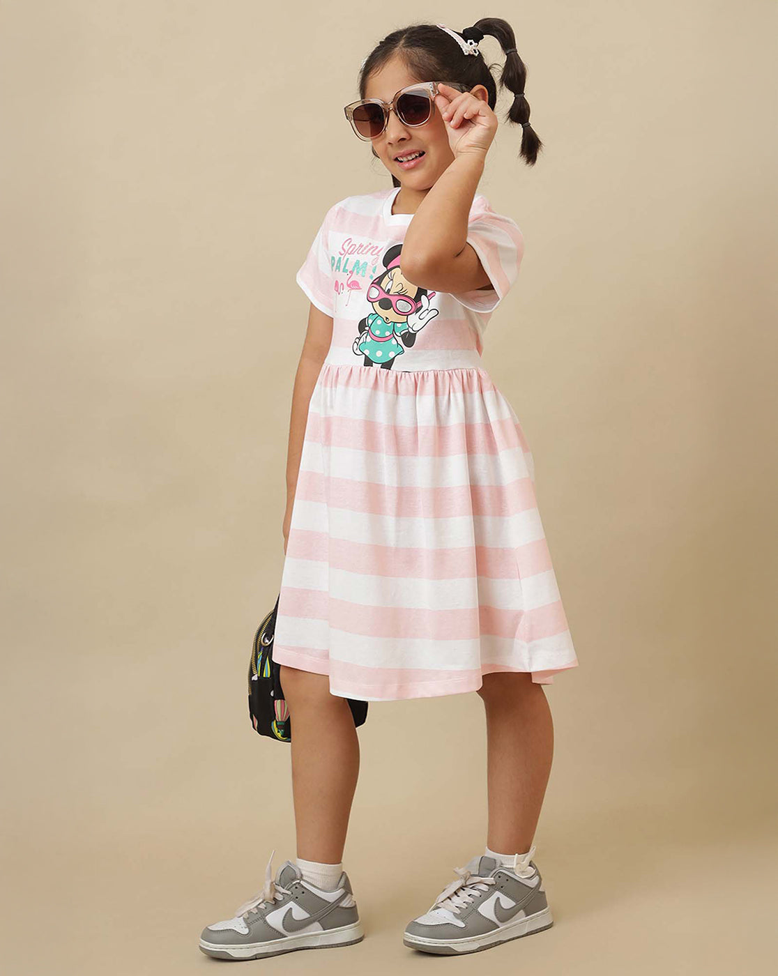 Mickey & Friends Printed Regular Fit Dress For Girls