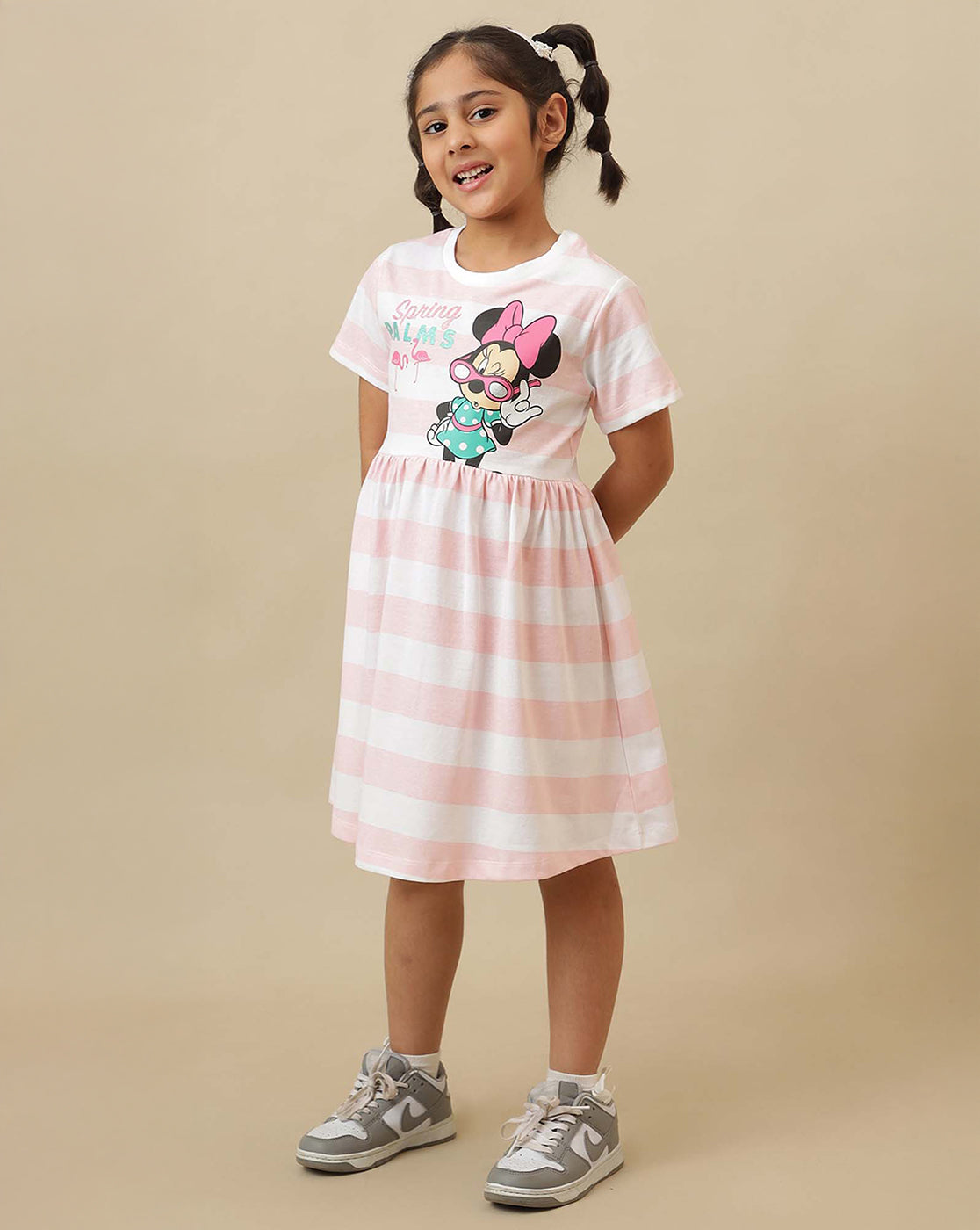 Mickey & Friends Printed Regular Fit Dress For Girls