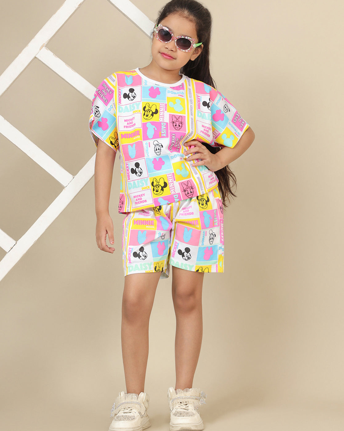 Mickey & Friends Printed Regular Fit Shorts For Girls