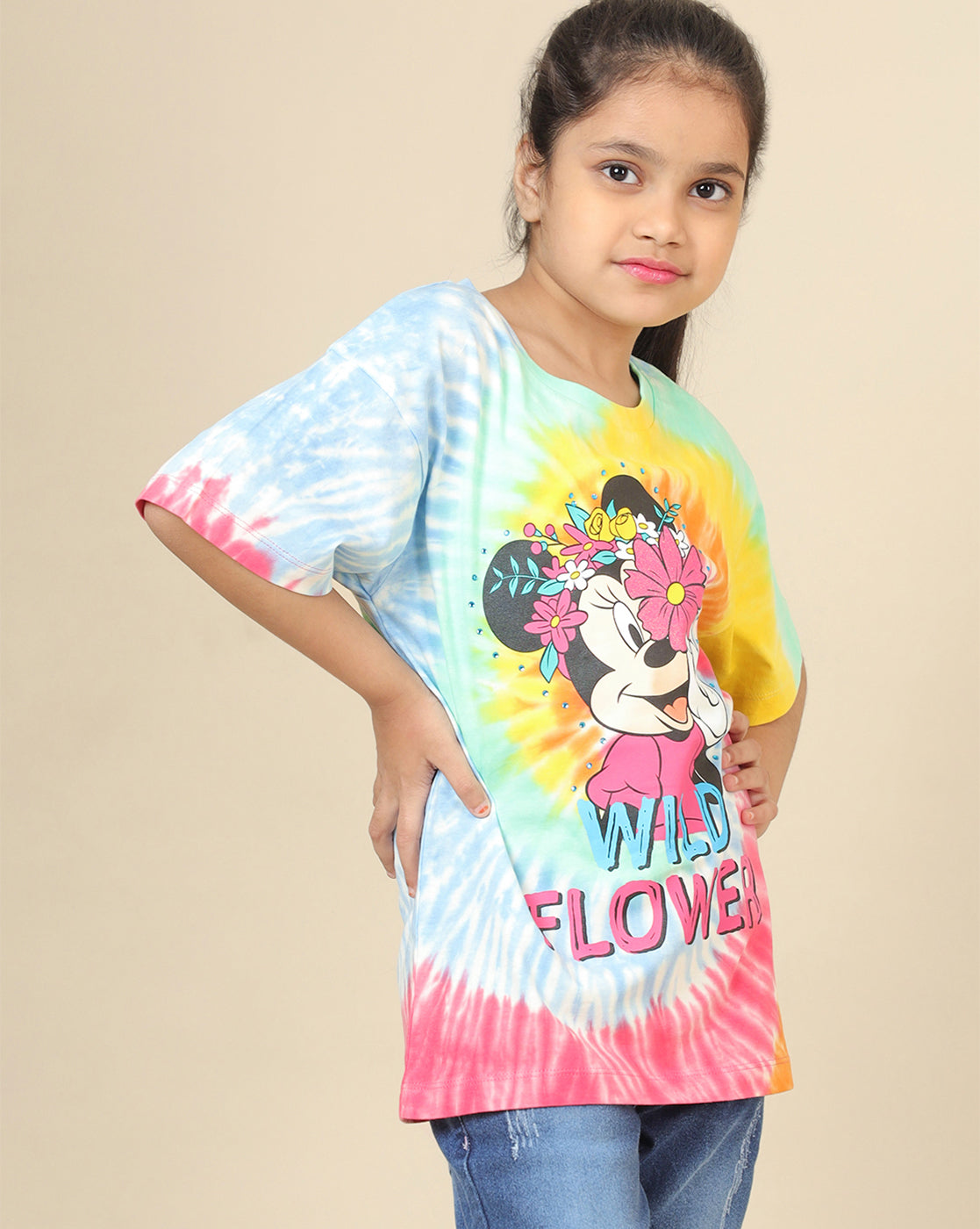 Mickey & Friends Printed Oversized Tshirt For Girls
