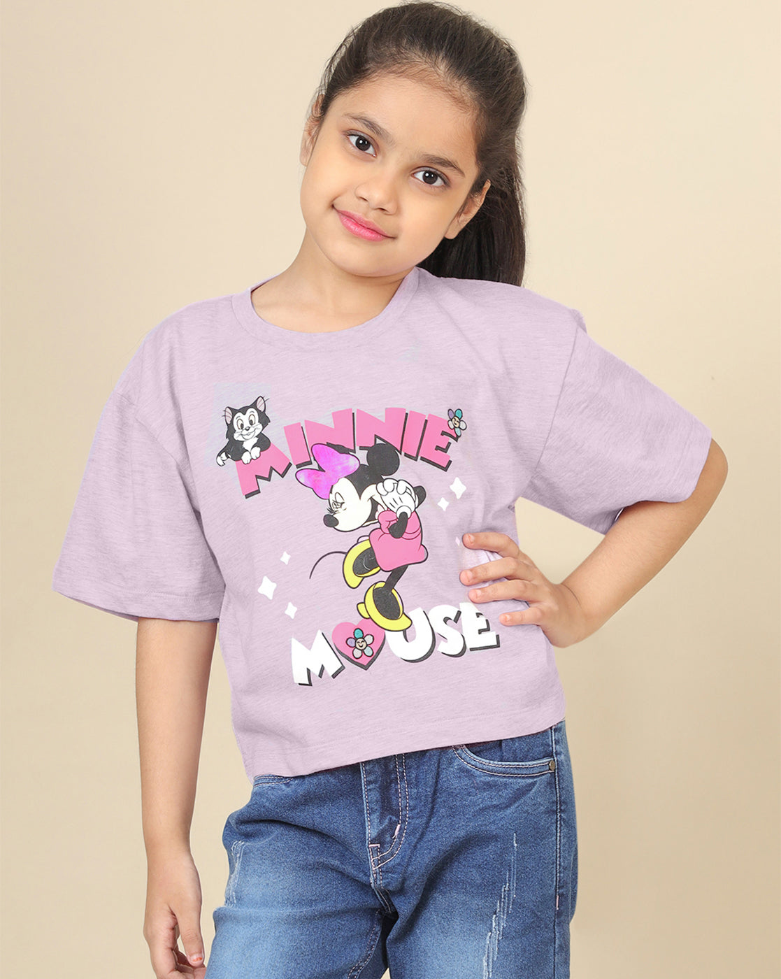 Mickey & Friends Printed Boxy Fit Tshirt For Girls
