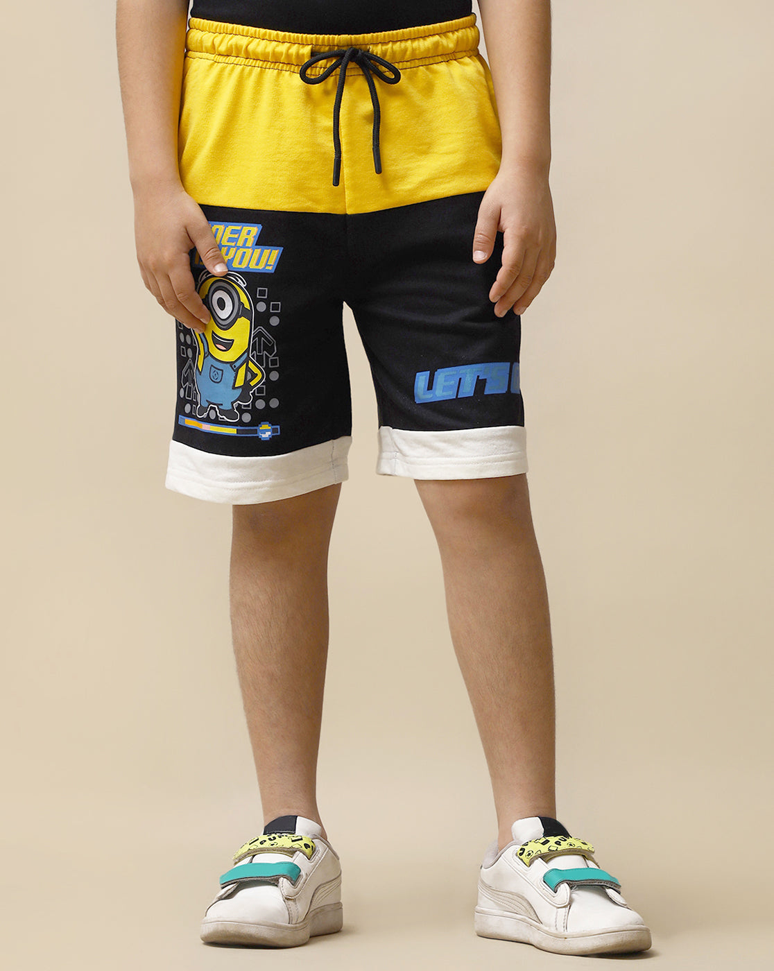 Minions Printed Regular Fit Shorts For Boys