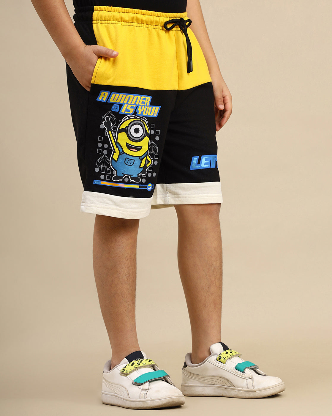 Minions Printed Regular Fit Shorts For Boys
