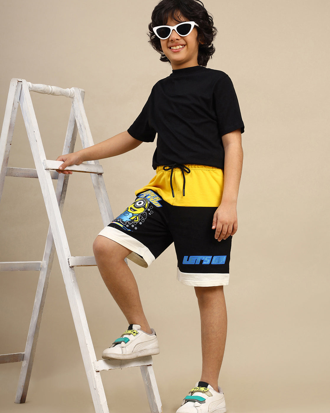 Minions Printed Regular Fit Shorts For Boys