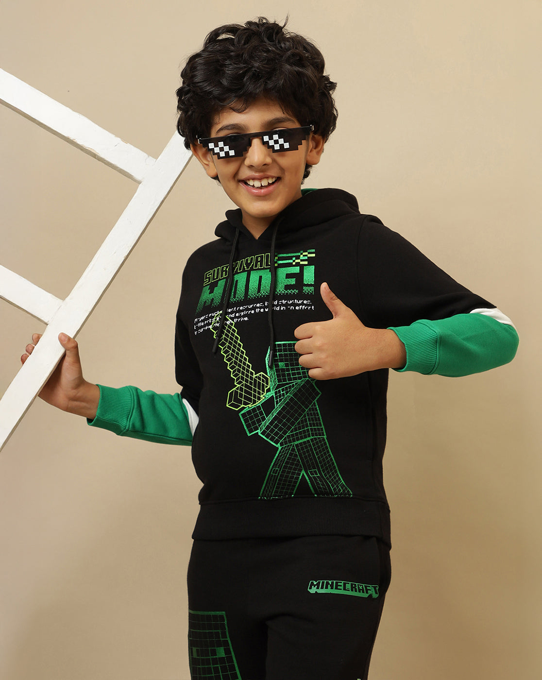 Minecraft Printed Regular Fit Hoodie For Boys