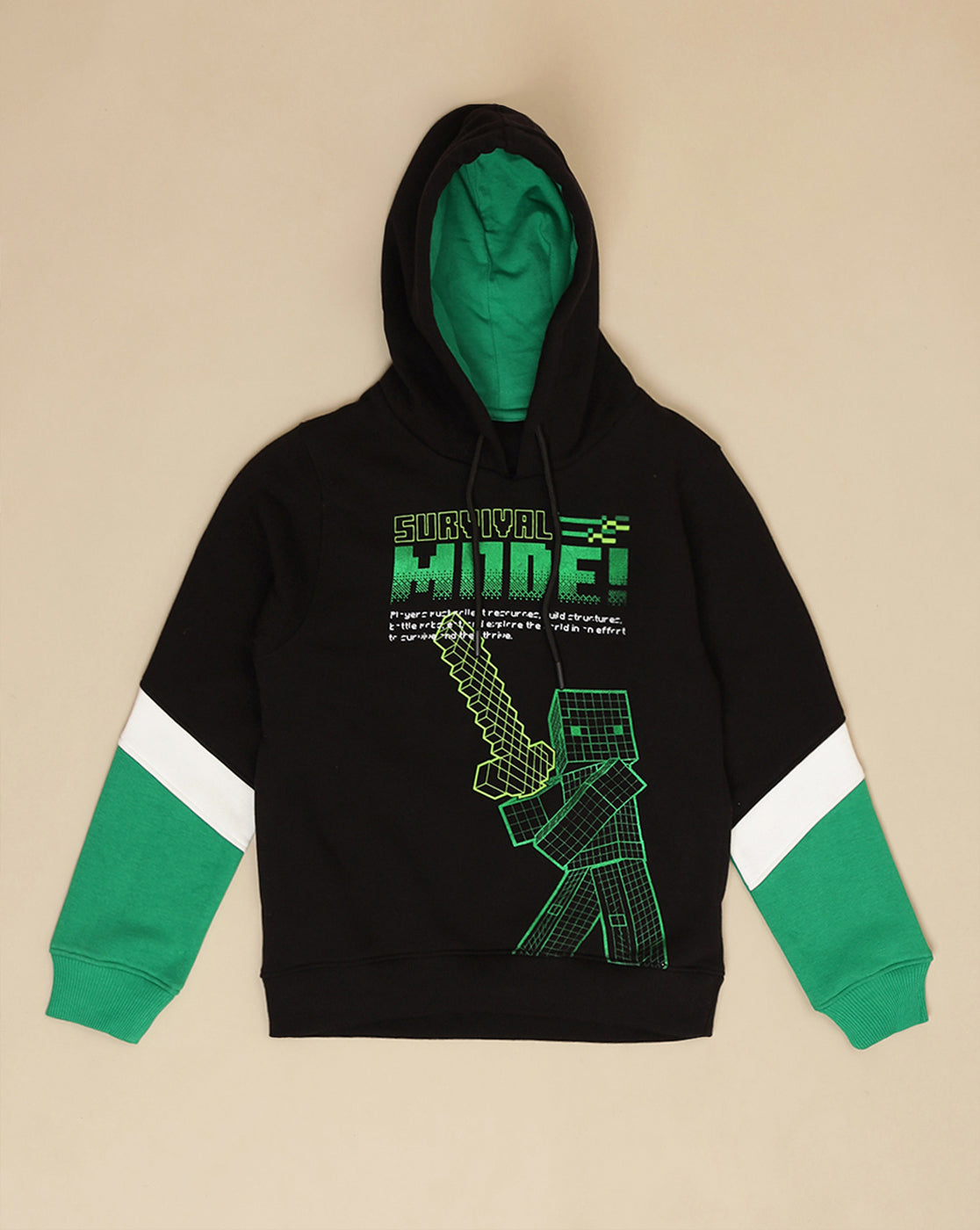 Minecraft Printed Regular Fit Hoodie For Boys