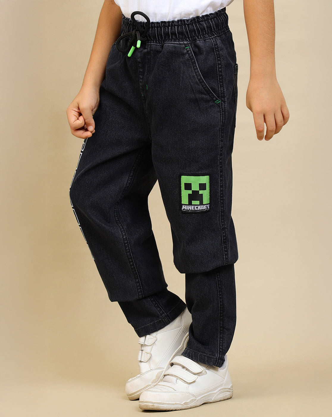Minecraft Printed Regular Fit Denim Jogger For Boys