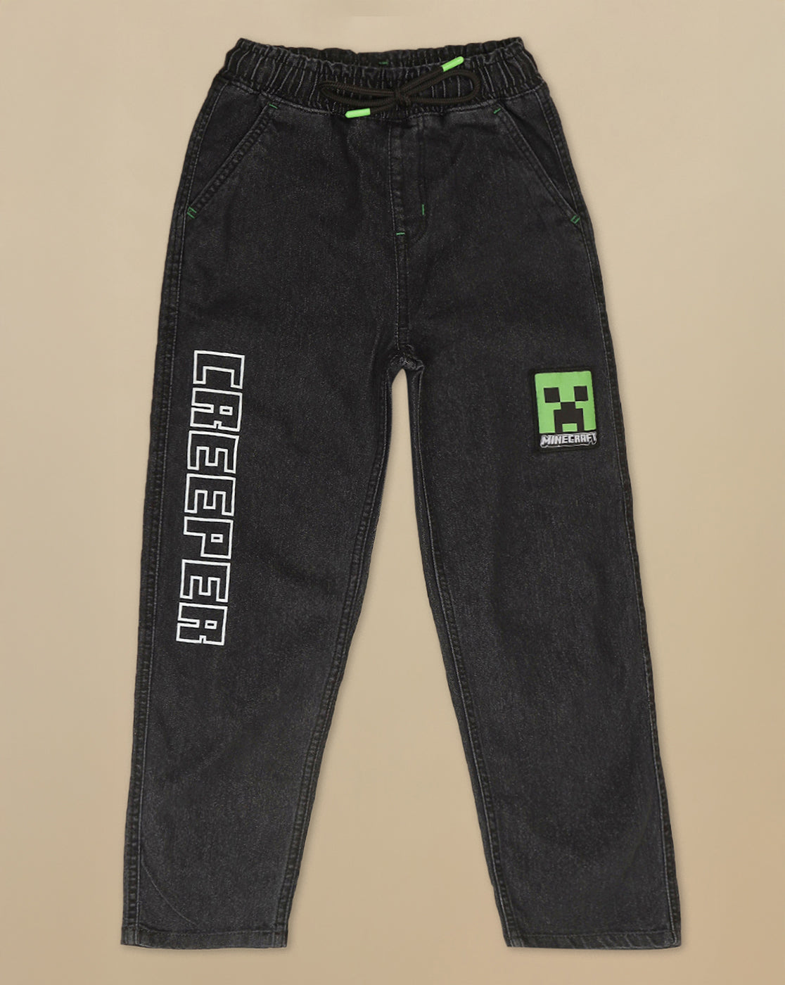 Minecraft Printed Regular Fit Denim Jogger For Boys