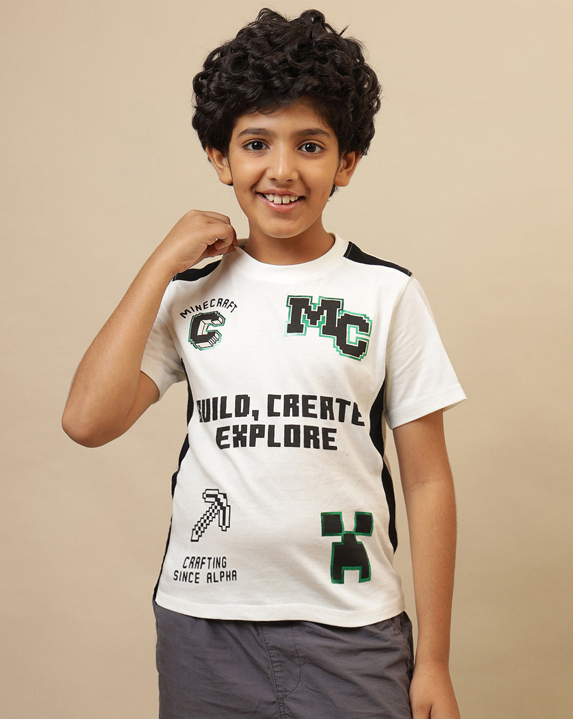 Minecraft Printed Regular Fit Tshirt For Boys