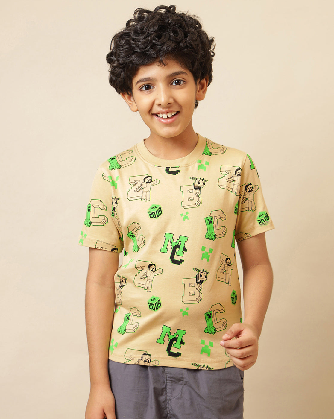 Minecraft Printed Regular Fit Tshirt For Boys