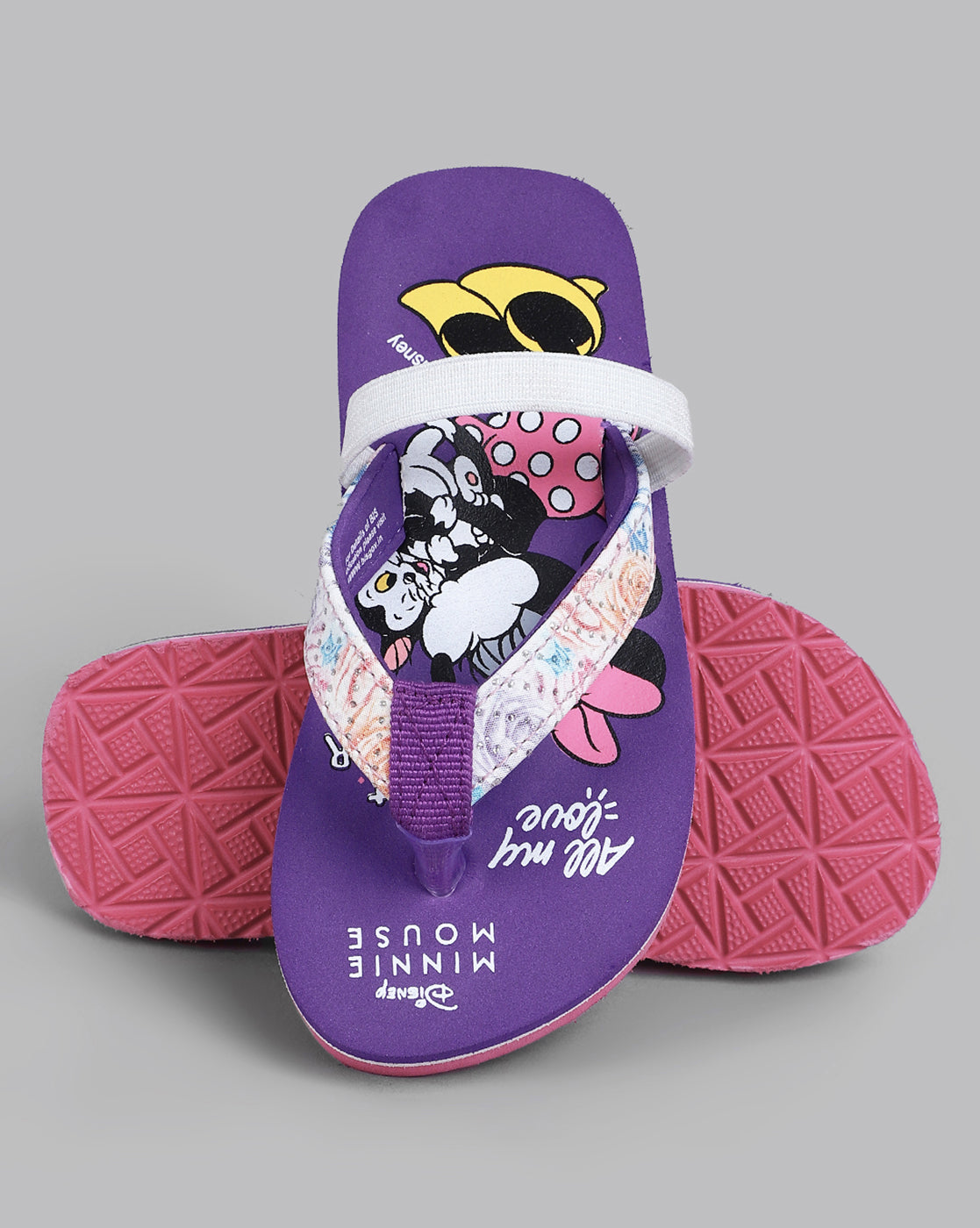Minnie Printed Purple Flip-Flops For Kids Girls