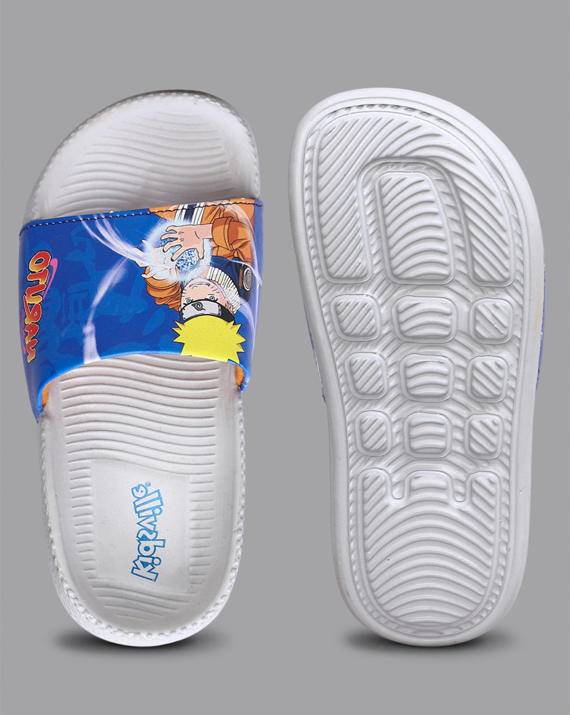 Naruto Printed Blue Sliders for Boys