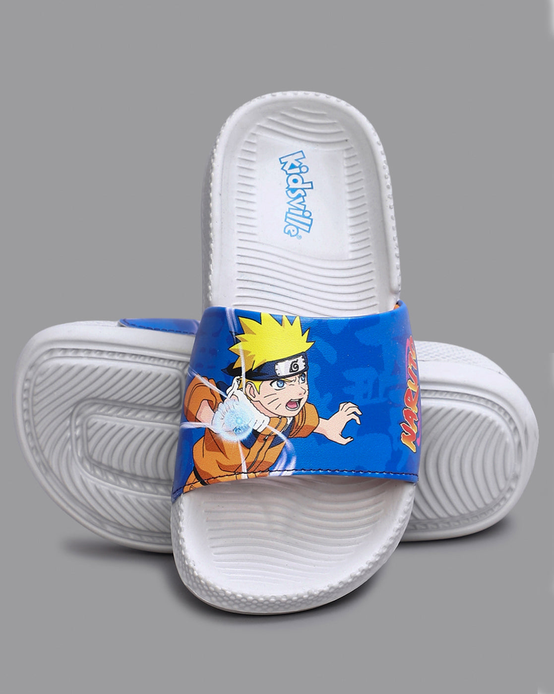 Naruto Printed Blue Sliders for Boys
