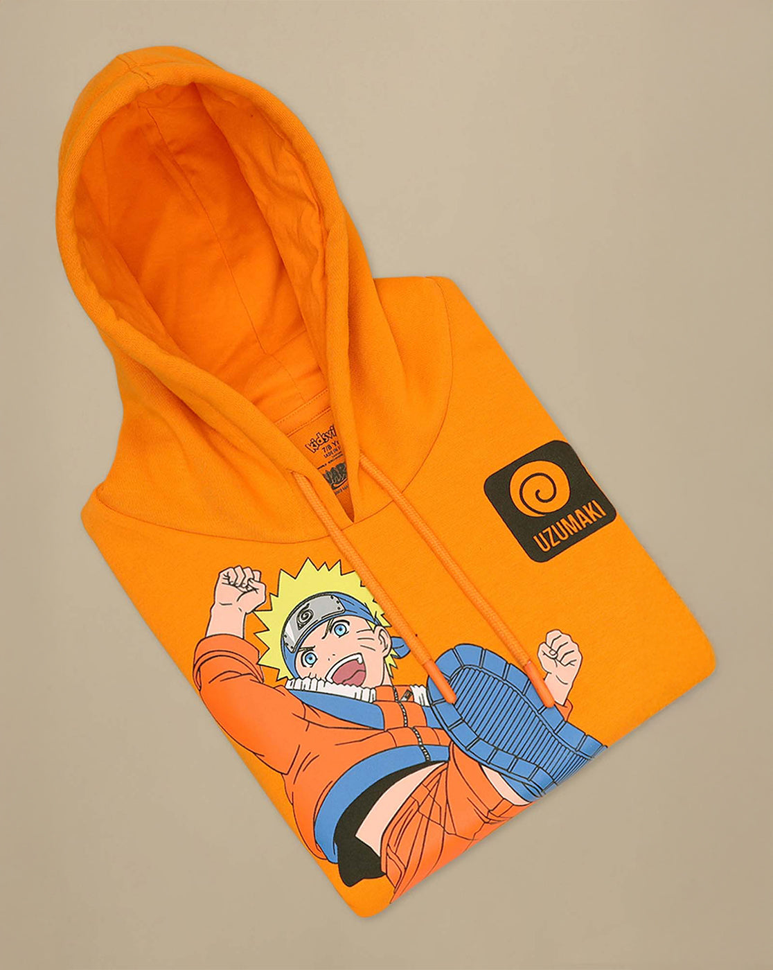 Naruto Uzumaki Anime Printed Orange Regular Fit Hoodie For Boys