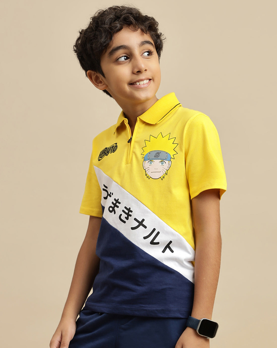 Naruto Printed Regular Fit Polo-T-Shirt For Boys