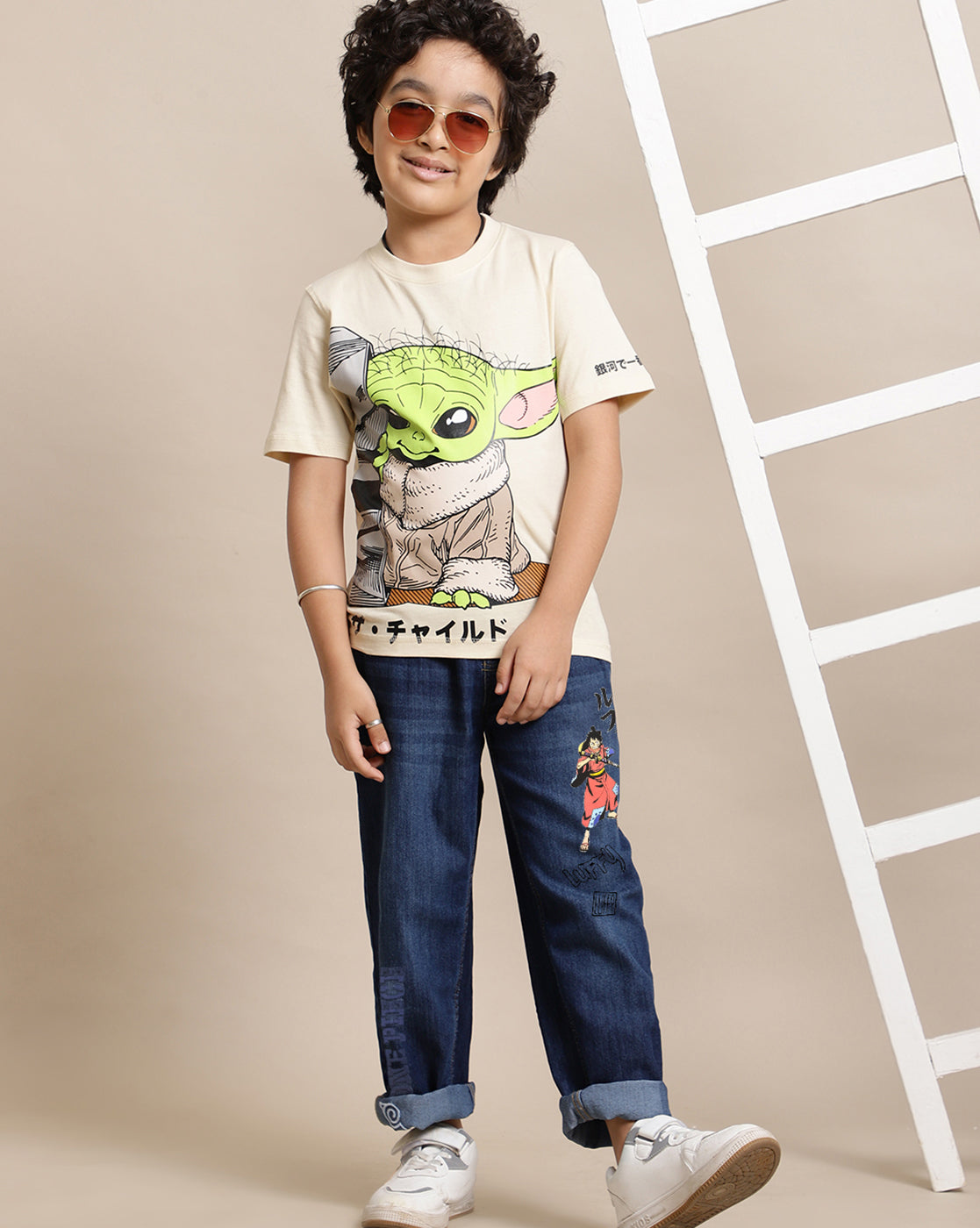 One Piece Regular Fit Grey Denim Jogger For Kids Boys