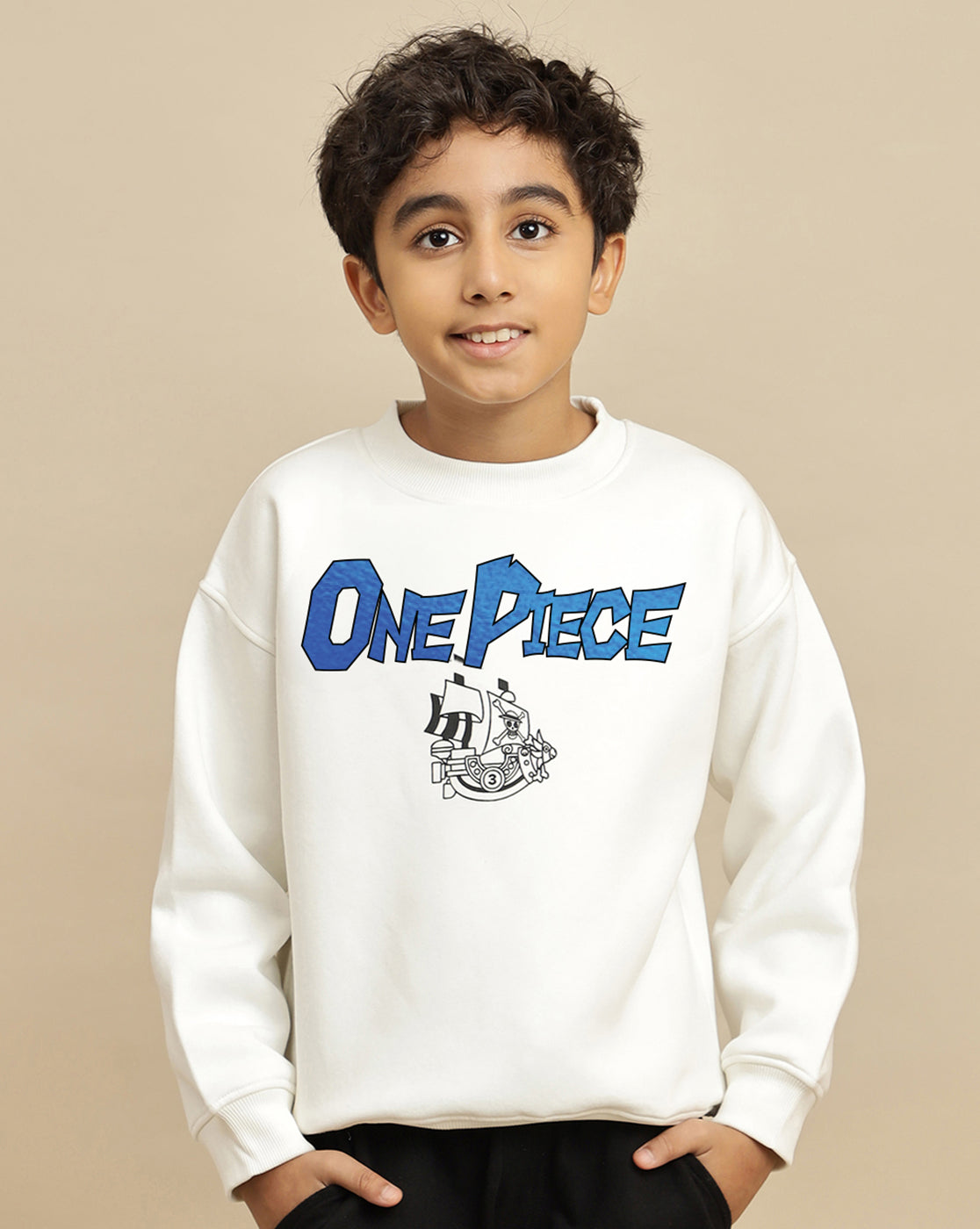 One Piece Printed Oversized Sweatshirt For Boys