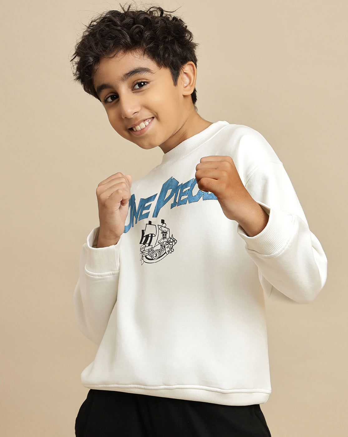 One Piece Printed Oversized Sweatshirt For Boys