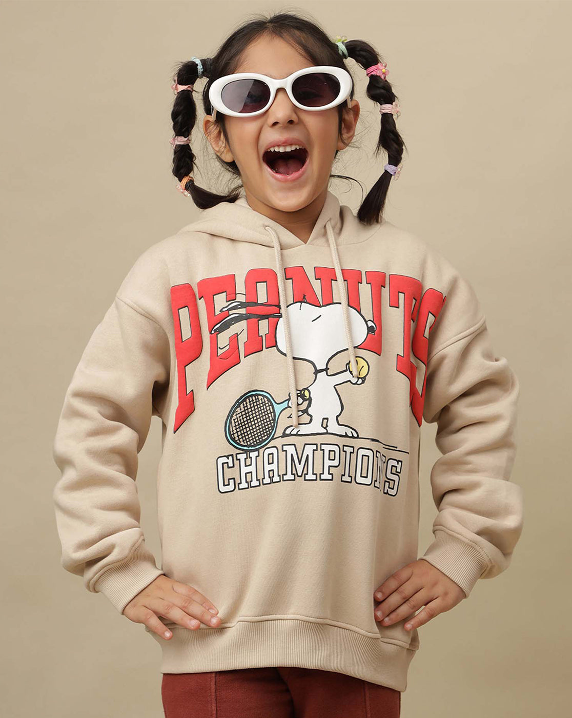 Peanuts Printed Oversized Hoodie For Girls