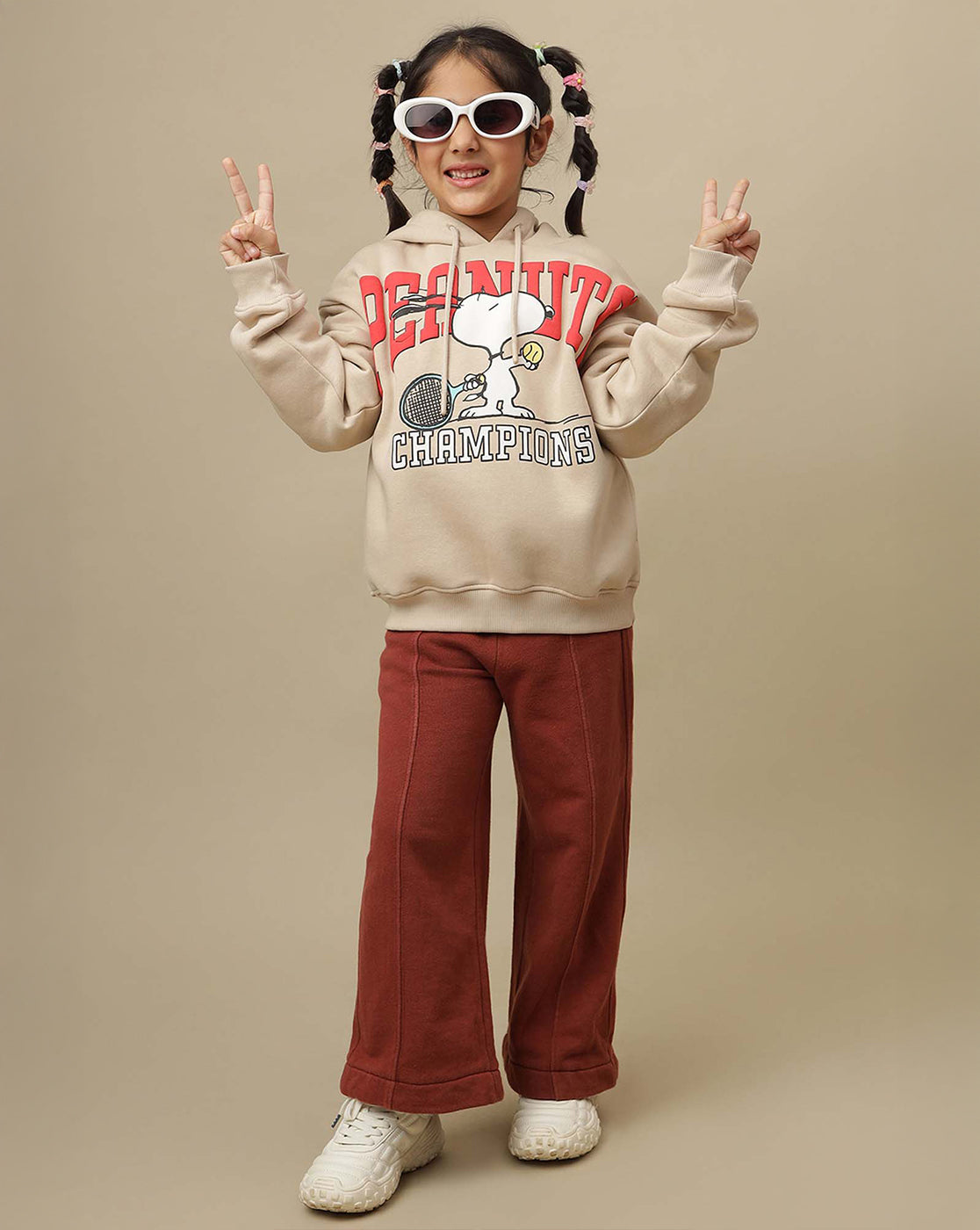 Peanuts Printed Oversized Hoodie For Girls